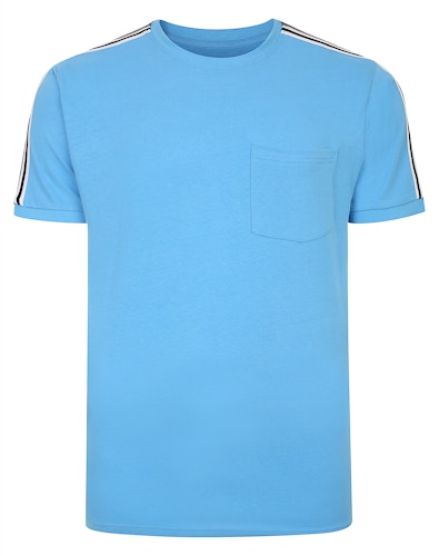 Bigdude gestreiftes Schulter-T-Shirt Hellblau